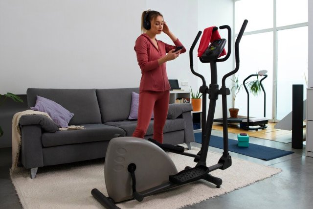 woman working out at home